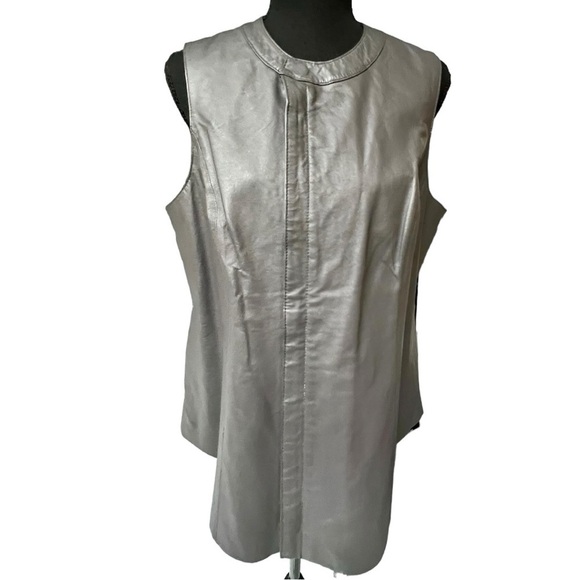 Stella Carakasi Asymmetrical Cut Away Leather Zip Vest Size Medium NEW - Picture 14 of 15